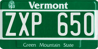 VT license plate ZXP650
