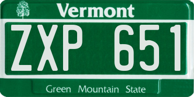 VT license plate ZXP651