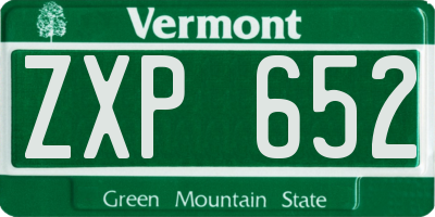 VT license plate ZXP652
