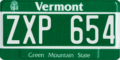 VT license plate ZXP654