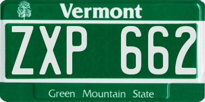 VT license plate ZXP662