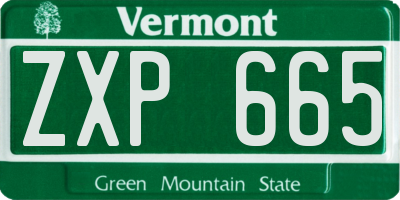VT license plate ZXP665