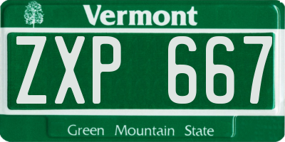 VT license plate ZXP667