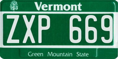 VT license plate ZXP669