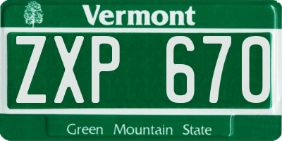 VT license plate ZXP670