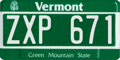 VT license plate ZXP671