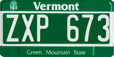 VT license plate ZXP673