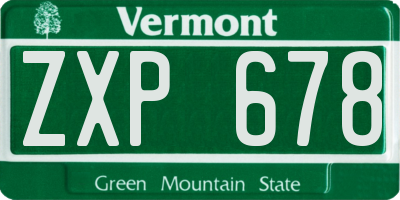 VT license plate ZXP678