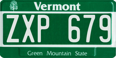 VT license plate ZXP679
