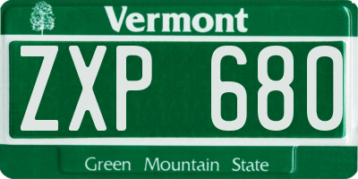 VT license plate ZXP680