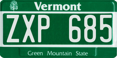 VT license plate ZXP685