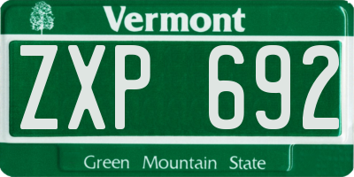 VT license plate ZXP692