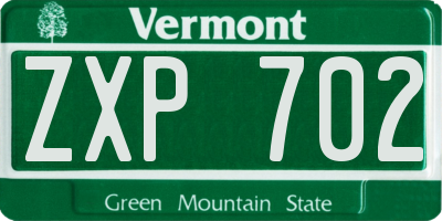 VT license plate ZXP702