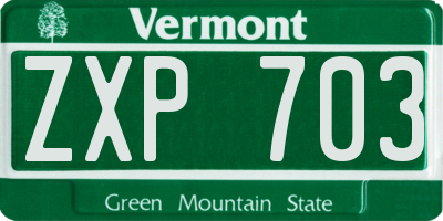 VT license plate ZXP703