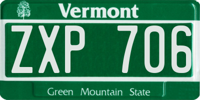 VT license plate ZXP706