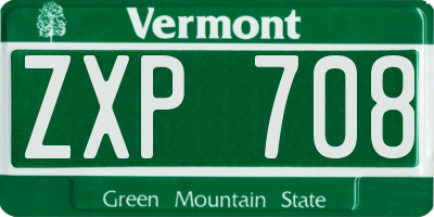 VT license plate ZXP708