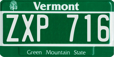 VT license plate ZXP716