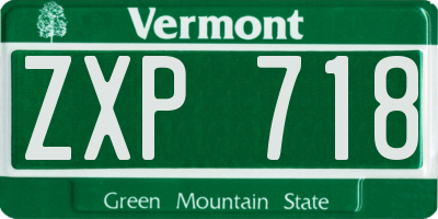 VT license plate ZXP718