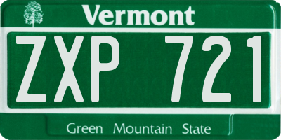 VT license plate ZXP721