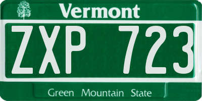 VT license plate ZXP723