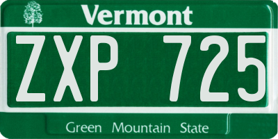 VT license plate ZXP725