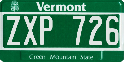 VT license plate ZXP726