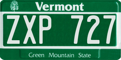 VT license plate ZXP727