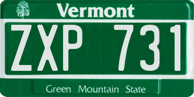 VT license plate ZXP731