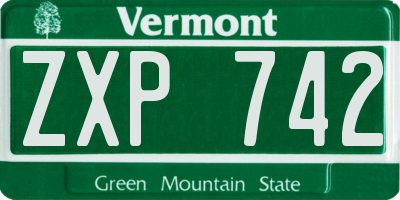 VT license plate ZXP742