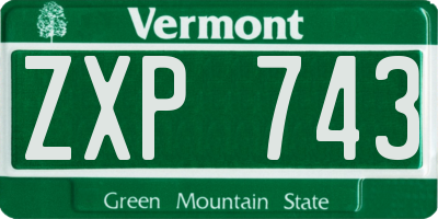 VT license plate ZXP743