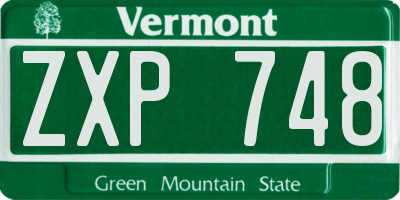 VT license plate ZXP748