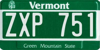 VT license plate ZXP751