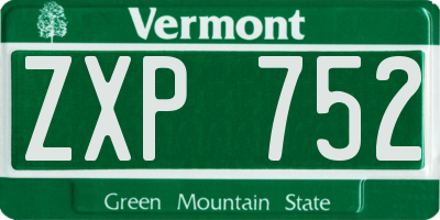 VT license plate ZXP752