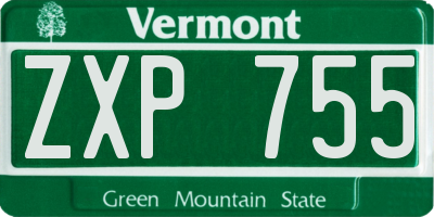 VT license plate ZXP755