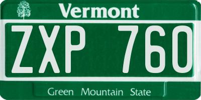 VT license plate ZXP760