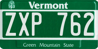 VT license plate ZXP762