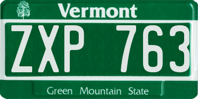 VT license plate ZXP763