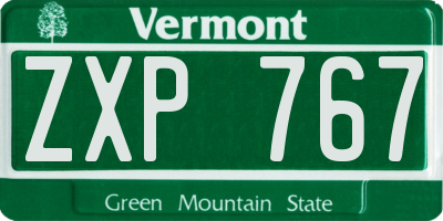 VT license plate ZXP767