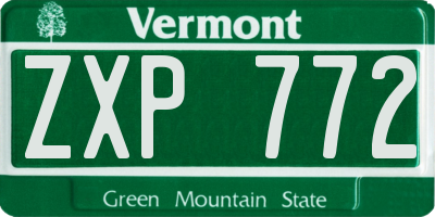 VT license plate ZXP772