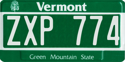 VT license plate ZXP774