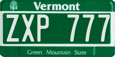 VT license plate ZXP777