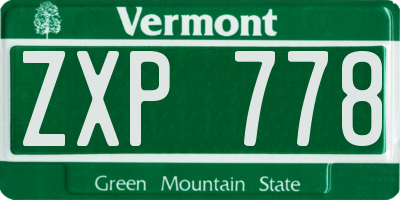 VT license plate ZXP778