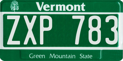 VT license plate ZXP783