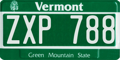VT license plate ZXP788