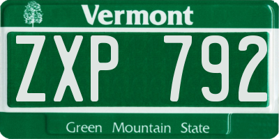 VT license plate ZXP792