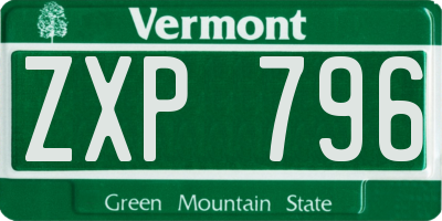 VT license plate ZXP796