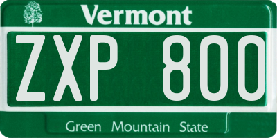VT license plate ZXP800