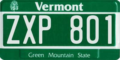 VT license plate ZXP801