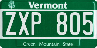 VT license plate ZXP805