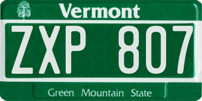 VT license plate ZXP807